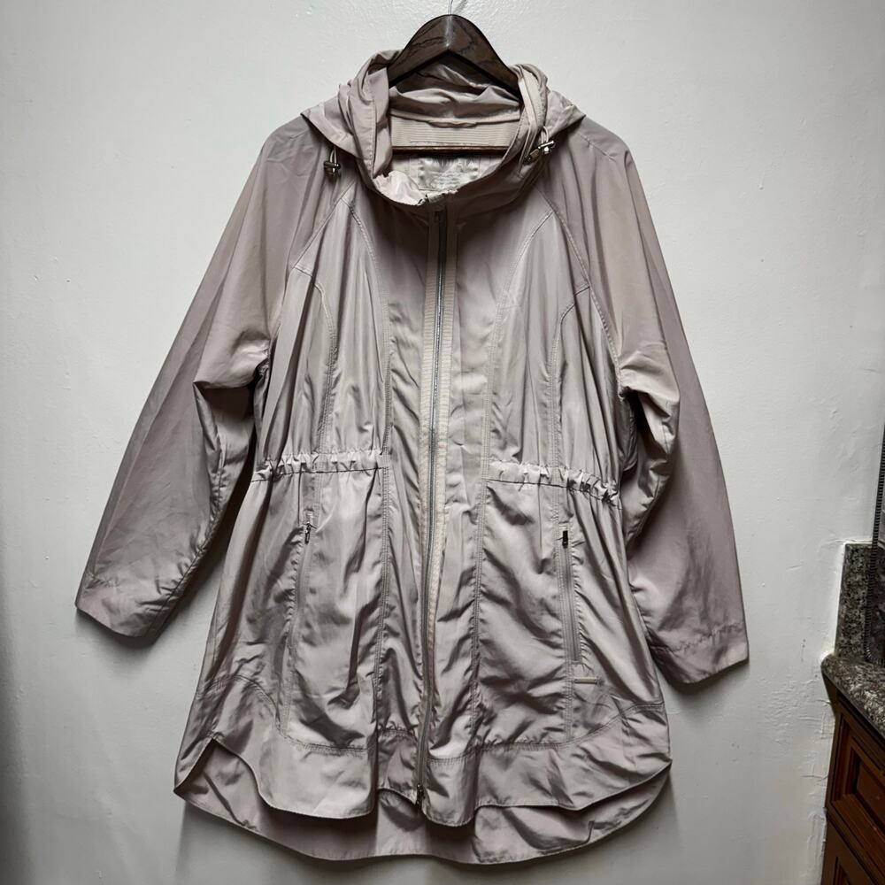 Athleta Women’s XL Hooded Lightweight Jacket Taupe Anorak Full Zip Outdoor